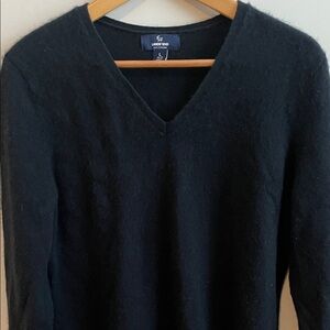 Lands' End Black Cashmere V-Neck Pullover